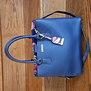 Trina Turk Navy Blue Tote Shoulder Handbag